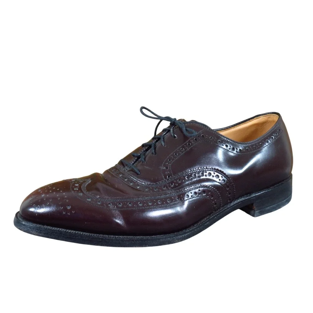 Johnston & Murphy Aristocraft Men Wingtip Oxford 9.5‎ D/B Dress Burgundy Leather